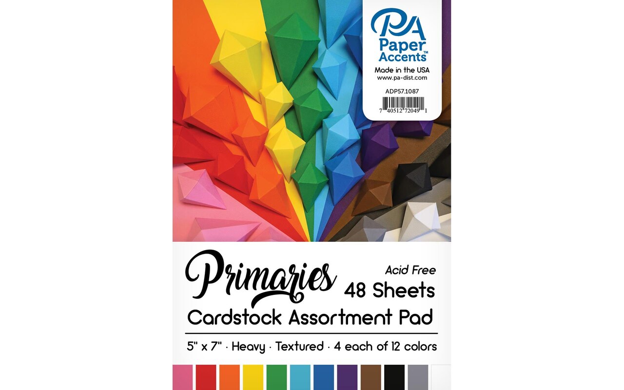Cardstock Pad 5x7 48pc Primary Assortment